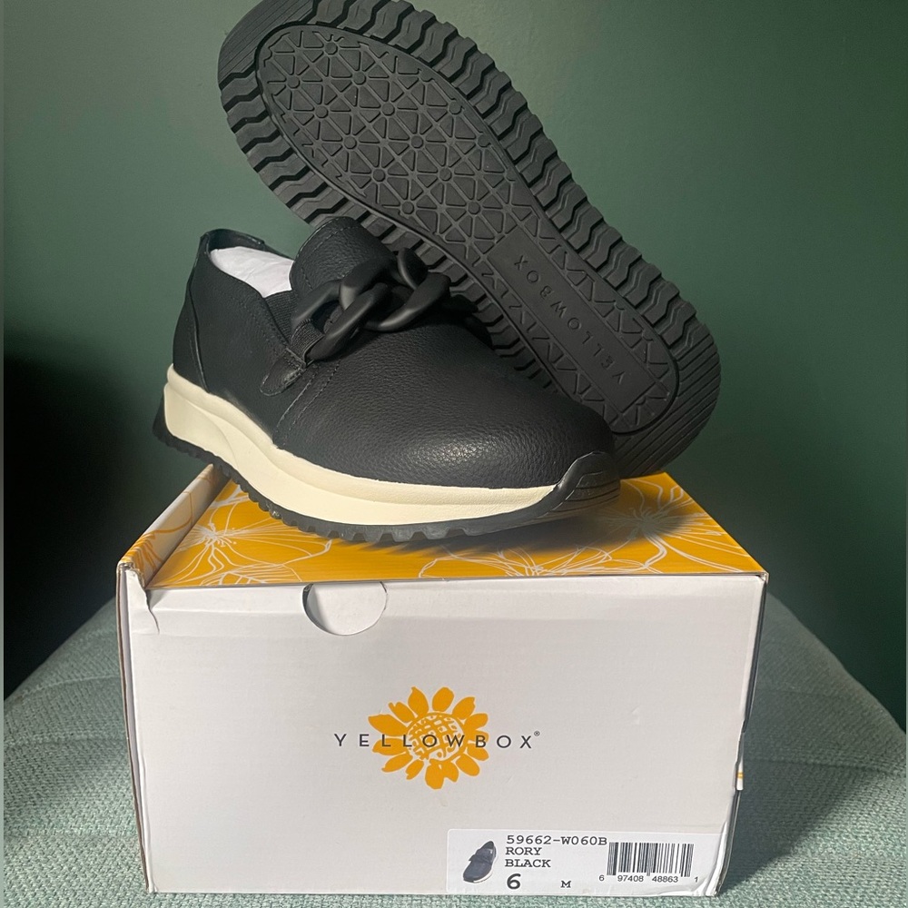 Yellow Box Black Flats Minimalist Design Everyday Comfort